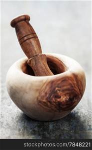 Wooden Mortar and Pestle - cooking concept