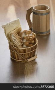 wooden mug with bucket