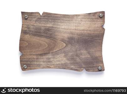 wooden nameplate or wall sign isolated at white background
