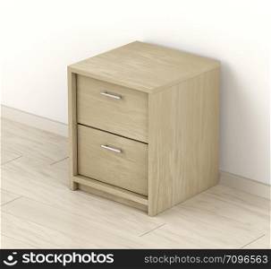 Wooden nightstand in the room