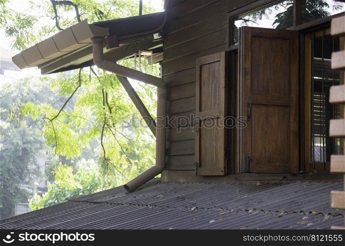 Wooden old house in local restaurant, stock photo