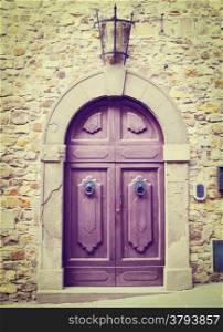 Wooden Old Italian Door, Retro Effect
