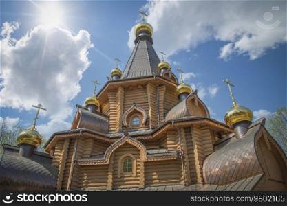 wooden Orthodox church in the city of Minsk. Belarus