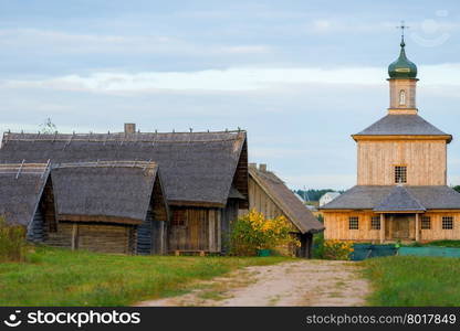 Wooden Orthodox church in the village