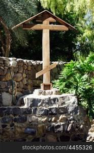 Wooden orthodox cross in monastery, Isrsel