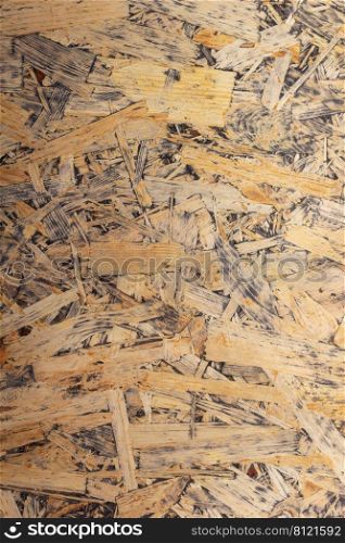 Wooden osb  background texture.  Wood tabletop top view with copy space. Plank board surface