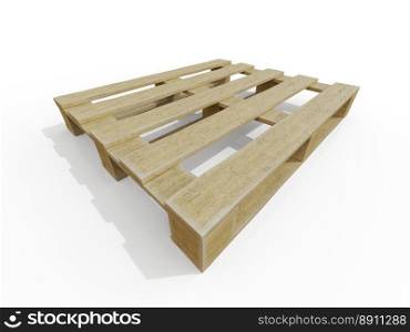 Wooden Pallet Skid Flat Transport Structure for Transportation, Freight Delivery, Warehousing Service Equipment, Wood Trays for Cargo Loading and Transportation, Realistic 3d Illustration