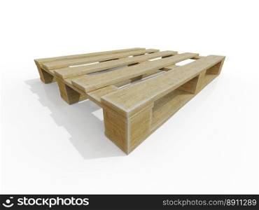 Wooden Pallet Skid Flat Transport Structure for Transportation, Freight Delivery, Warehousing Service Equipment, Wood Trays for Cargo Loading and Transportation, Realistic 3d Illustration