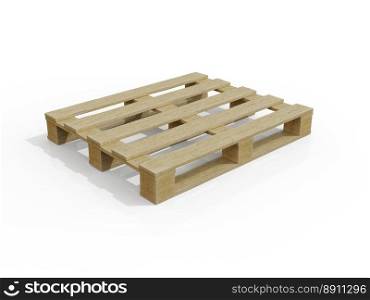 Wooden Pallet Skid Flat Transport Structure for Transportation, Freight Delivery, Warehousing Service Equipment, Wood Trays for Cargo Loading and Transportation, Realistic 3d Illustration