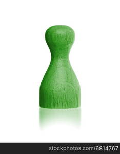 Wooden pawn with a solid color, green