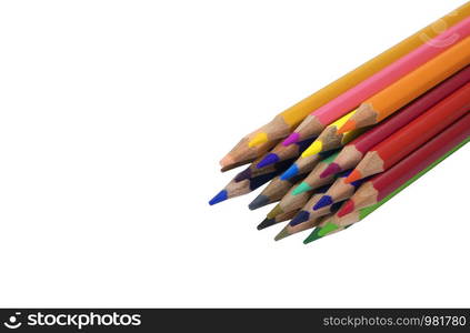 Wooden pencils on a white background