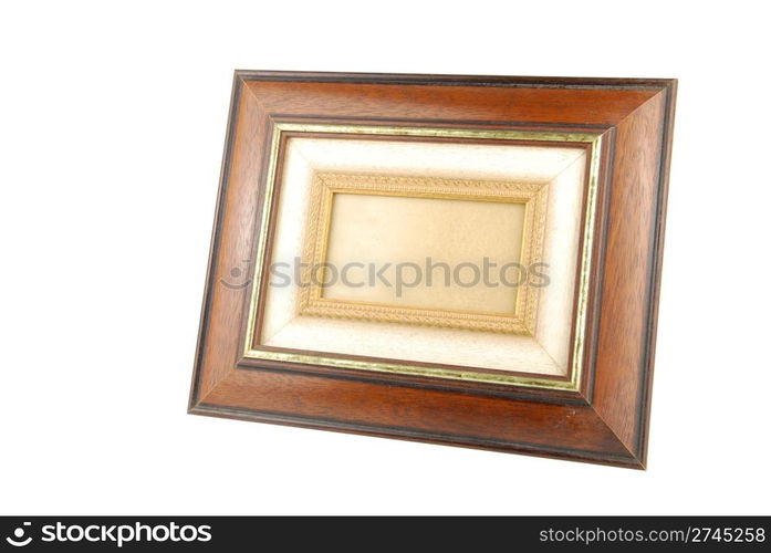 wooden photo-frame isolated on white background