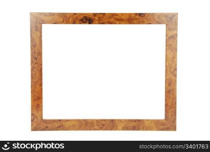 wooden photo-frame isolated on white background