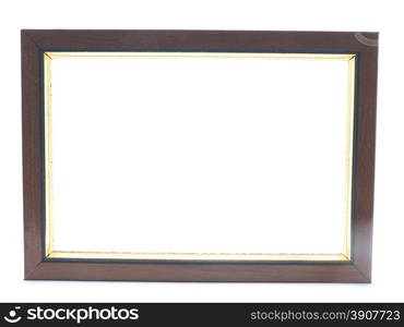 Wooden photo frame on a white background