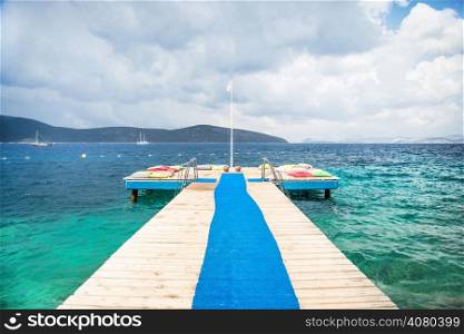 wooden pier and sea view in Turkey