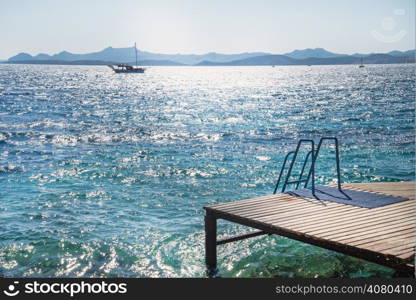 wooden pier and sea view in Turkey