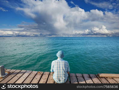 Wooden pier on the lake