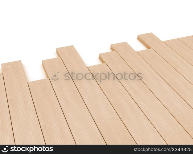 Wooden planks over white background. Computer generated image