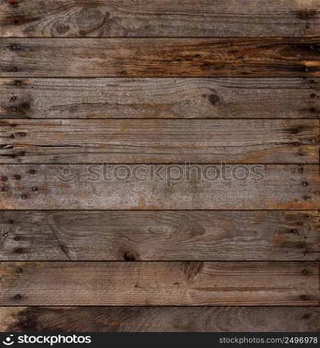 Wooden planks texture background, weathered, with rusty nails, top view, sharp and highly detailed.