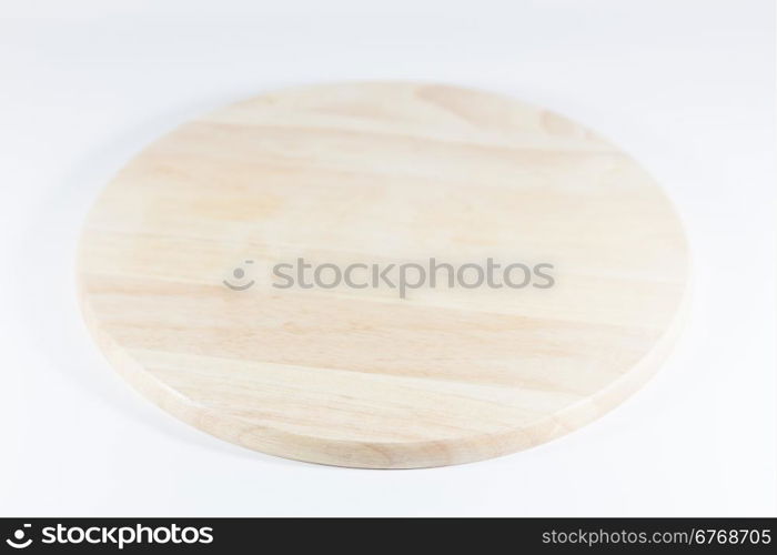 Wooden plate isolated on white background, stock photo