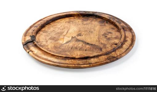 wooden plate isolated on white background with clipping path
