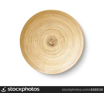 wooden plate isolated top view, clipping path