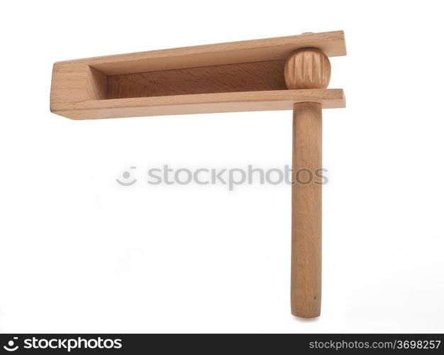 wooden rattle isolated on white background