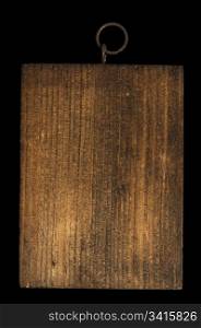 Wooden rectangular piece. Black isolated