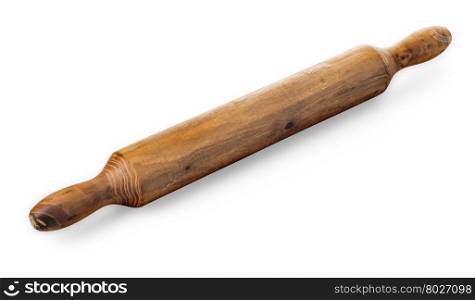Wooden rolling pin on white backgroundwith clippi9ng path