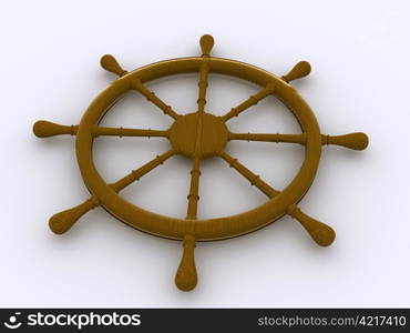 wooden rudder. 3d