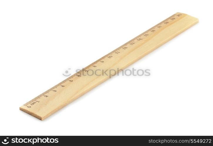 Wooden ruler isolated on white
