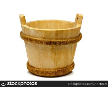 wooden sauna bucket isolated on white