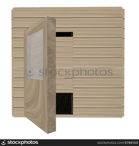 Wooden sauna isolated over white, 3d render