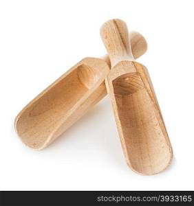 wooden scoops isolated on a white background