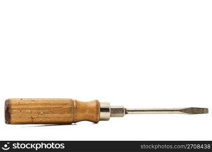 wooden Screwdriver. one screwdriver isolated on white background