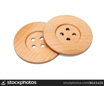 Wooden sewing button isolate on white background