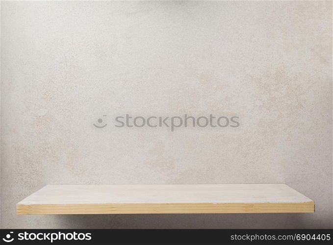 wooden shelf at wall background texture