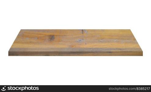 Wooden shelf on isolated white background with space
