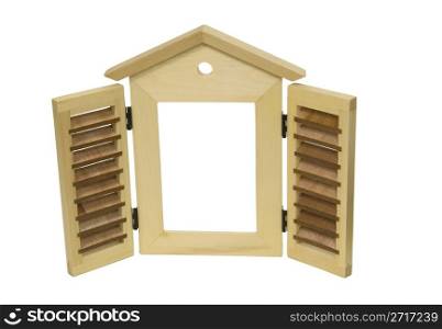 Wooden shutters that can be closed to protect the windows on the outside of a building - path included