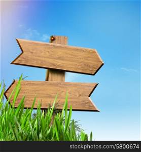 Wooden sign over abstract natural backgrounds