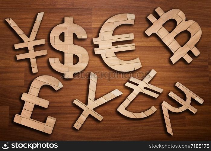 Wooden silhouette of Currency sign
