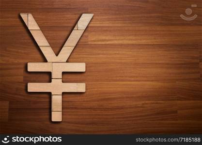 Wooden silhouette of Japanese Yen sign