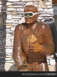 Wooden Skier Statue