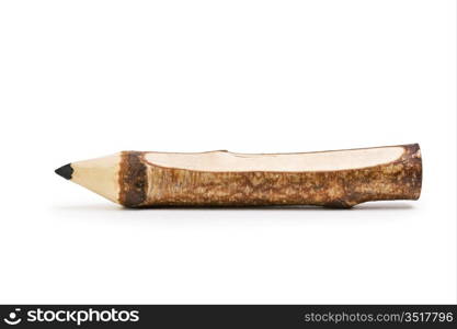 wooden souvenir pencil isolated on white background