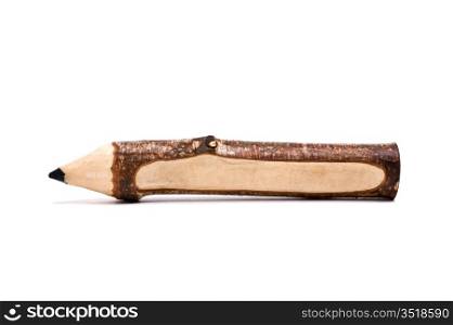 wooden souvenir pencil isolated on white background
