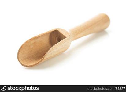wooden spice scoop isolated on white background