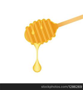 Wooden Spoon for liquid sweetness. Honey Dipper. Vector stock illustration. Wooden Spoon for liquid sweetness. Honey Dipper. Vector stock illustration.