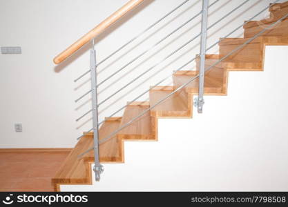 wooden staircase in the room country cottage