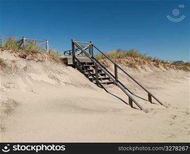 Wooden stairs leading to the Bridgehampton Beach, the Hamptons