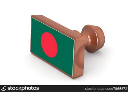 Wooden stamp with Bangladesh flag image with hi-res rendered artwork that could be used for any graphic design.